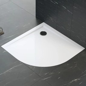 Polimat Štvrťkruhová sprchová vanička z minerálneho kompozitu Perrito HR 80x80 (90x90) POLIMAT-Farba: Čierna, POLIMAT-Rozmery: 80x80