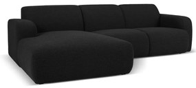 Čierna rohová pohovka z textílie bouclé (ľavý roh) Molino – Micadoni Home