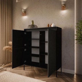 VYSOKÁ KOMODA RAYMOND 3D ČIERNA MATNÁ 103 cm