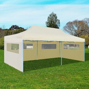 vidaXL Krémový skladací párty stan 3 x 6 m