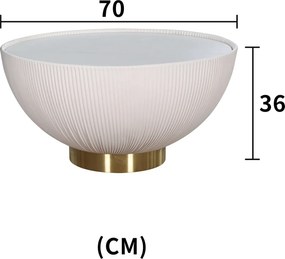 Konferenčný stolík Modig 70 cm eko koža zlatá/ecru