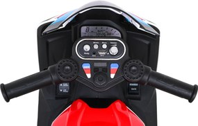 Ramiz BMW HP4 Detský motocykel na batérie Červená + 3 kolieska + LED + MP3 USB + Eco koža