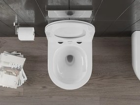 Mexen Carmen, závesná WC misa 490x365x340 mm, Rimless Tornádo, biela lesklá, 3388XX00T