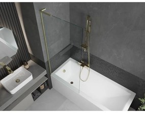 Mexen Next L, 1-krídlová vaňová zástena 80 x 150 cm, 6mm číre sklo, zlatý matný profil, 895-080-000-03-00-55