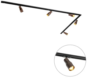 Moderný koľajnicový systém s 5 bodovými svetlami tmavý bronz 1-fázový - Iconic Kohua