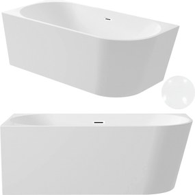 Aquauno Voľne Stojaca Rohová Vaňa Ľavá 150x75 cm Biela Zátka A Prepad