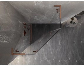 Mexen Lunar, L päťuholníkový sprchový kút naklápací doľava 90 x 90 cm, 8mm číre sklo, profil medená matná, 831L-090L-090P-65-00-L