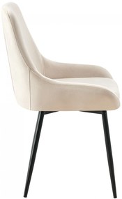 Jedálenská stolička Elmira - zamat, čierny rám - Krémová