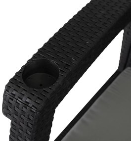 Záhradná pohovka Flint 182 cm z umelého ratanu čierna/sivá