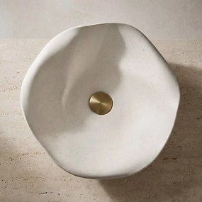 Rea ART, keramické umývadlo na dosku 390x390x160 mm, ručná výroba, model HM-35B, imitácia kemeňa-béžová, REA-U1959