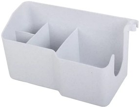 VERK GROUP Nástenný držiak na fén s organizérom s 3 priehradkami a háčikmi, biely