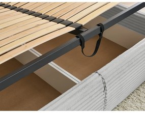 Svetlosivá čalúnená dvojlôžková posteľ s úložným priestorom a roštom 180x200 cm Jade – Bobochic Paris