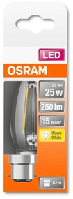 OSRAM LED sviečka B22d Classic B 2,5 W číra