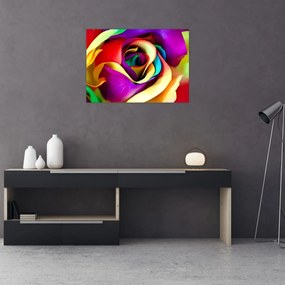 Sklenený obraz - Farebná ruža (70x50 cm)