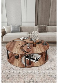 Súprava konferenčných stolíkov Yin Yang Walnut, 3 ks