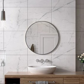 Erga Round, okrúhle zrkadlo 70cm, čierny rám, ERG-V01-ROUND-7070-BK