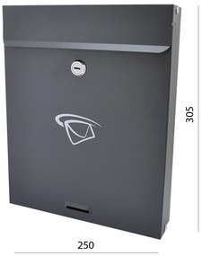 Kovian-Prod Schránka poštová (250x305x60mm), max. formát listu: A4, grafitová