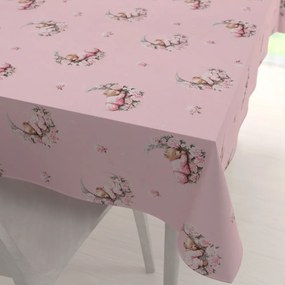 Biante Detský bavlnený obdĺžnikový obrus Sandra SA-626 Spiace medvedíky na ružovom 120x200 cm