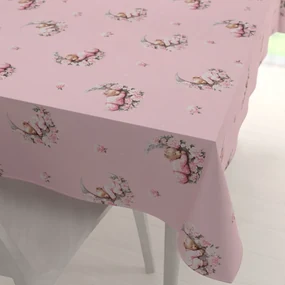 Biante Detský bavlnený obdĺžnikový obrus Sandra SA-626 Spiace medvedíky na ružovom 80x120 cm