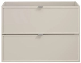 Závěsná skříňka Bella Cashmere s deskou 80 cm kašmírová/dub artisan