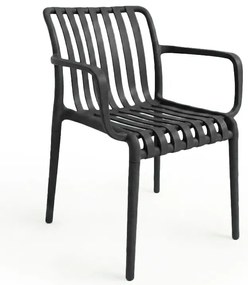 Plastová stolička TREGO s opierkami, antracitová