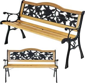 Záhradná lavica s motívom ruží – 125x52x78 cm, borovica