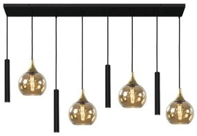 Luster na lanku CALYPSO 4xGU10/60W/230V + 4xE27/60W čierna/zlatá