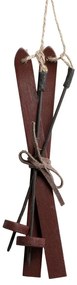 Červená vianočná ozdoba vintage lyže - 6*2*20 cm