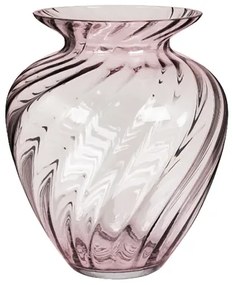 Sklenená váza ružová krútená
