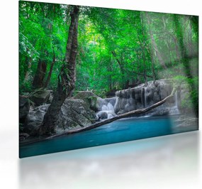 Sklenený obraz - Vodopád Erawan, Kanchanaburi, Thajsko (70x50 cm)