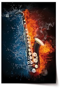 Sablio Plagát Ohnivý saxofón - 60x40 cm