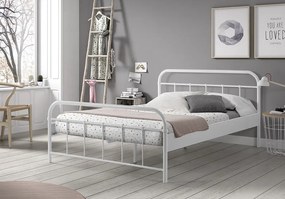 Dizajnová posteľ s roštom Boston kovová biela 140x200cm