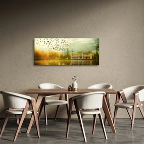 Obraz maľované krajiny so sídlom (120x50 cm)