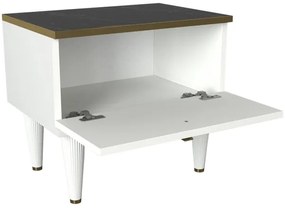 Nočný stolík RAVENNA 47,2x50 cm biela/čierna/zlatá