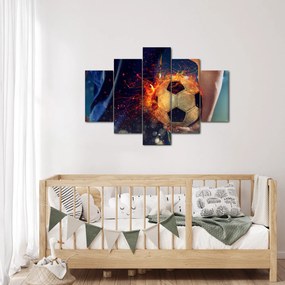 Obraz - Futbalová lopta v ohni (150x105 cm)