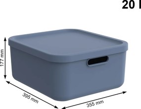 Rotho 2. akosť - Úložný box, rovný s vekom, 20l, modrý ALBU LIGHT, 40x36x18