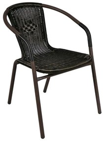 Záhradná ratanová stolička Bistro - čierna s hnedou štruktúrou