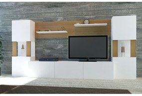 Obývacia stena Loreena (biela + teak) . Vlastná spoľahlivá doprava až k Vám domov. 1102294