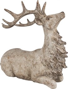 Béžovo-hnedá dekorácia figúrka ležiaca jeleň - 29*15*27 cm