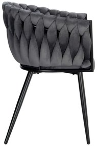 Jedálenská stolička COFTON zamatová, čierna / grafitová