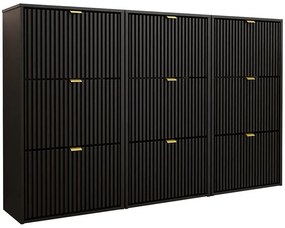 Skrinka na topánky Laro III Stojaci Čierna/Čierna/ Zlatý