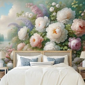 Tapeta pastelová kvetinová záhrada