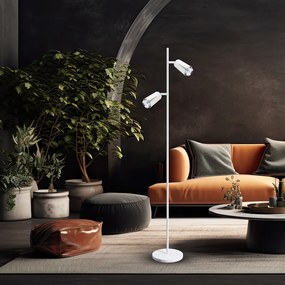 Stojacia lampa Flower, 2x biele/chrómové kovové tienidlo, w