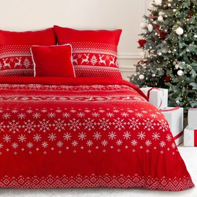 VIANOČNÉ OBLIEČKY Z MIKROVLÁKNA NOEL2 160X200 CM, 2KS 70X80 CM ČERVENÉ