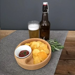 AMADEA Drevená miska nachos guľatá, masívne drevo, rozmer 20x4, 5 cm