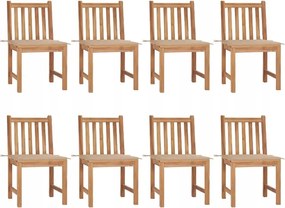 vidaXL Záhradné stoličky 8 ks s podložkami tíkový masív