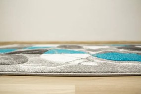 Koberec Amelia A472B sivý / tyrkysový, polkruhy / mramor