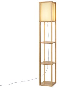 Moderná stojacia lampa drevená s béžovým tienidlom - Stojan