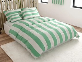 Bavlnené obliečky STRIPES bielo-zelené Rozmer obliečky: 70 x 90 cm | 140 x 220 cm
