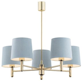 Argon 2085 - Luster na tyči PONTE 5xE27/15W/230V mosadz/modrá